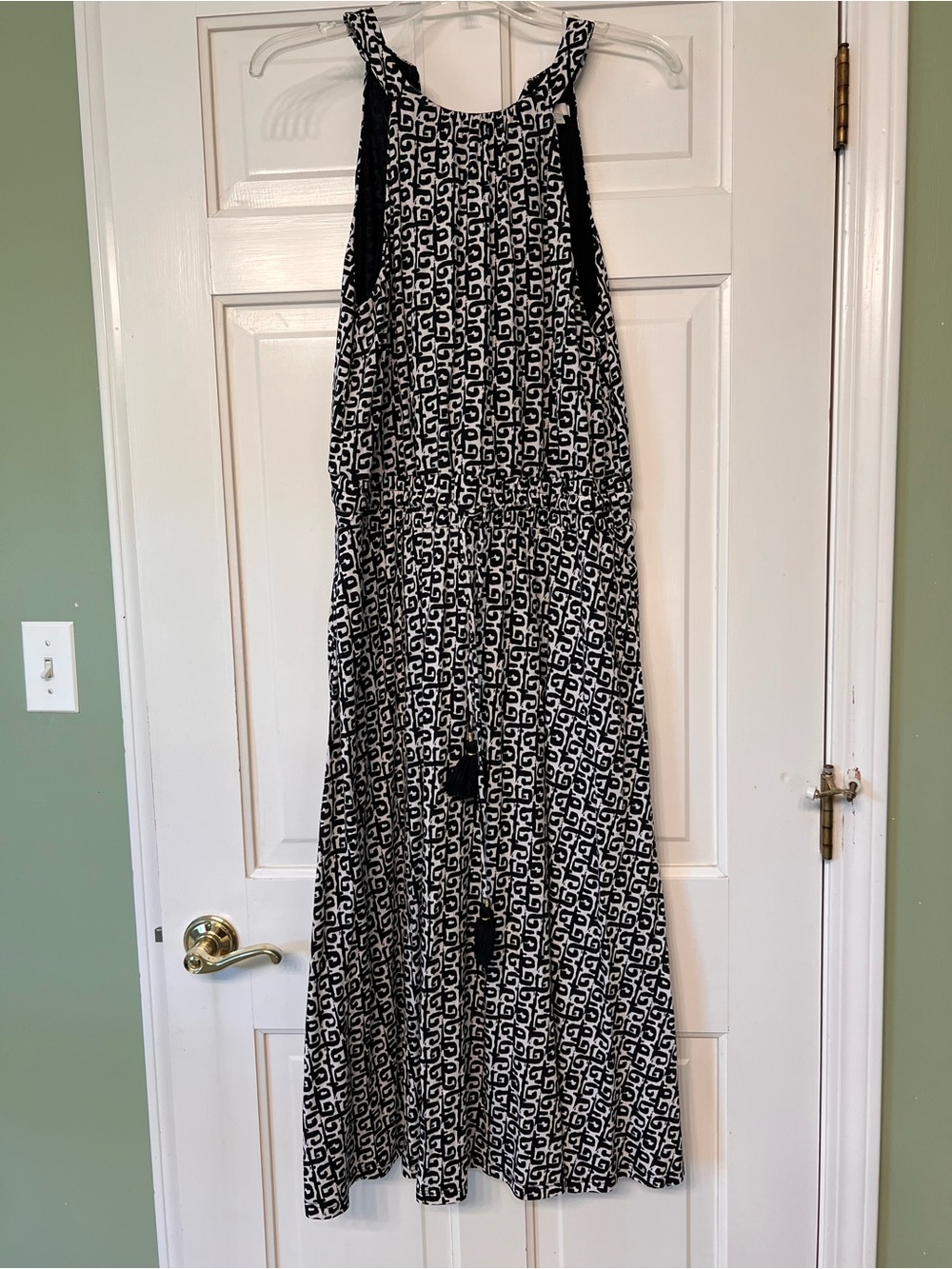 Boden Black and White Patterned Midi Dress